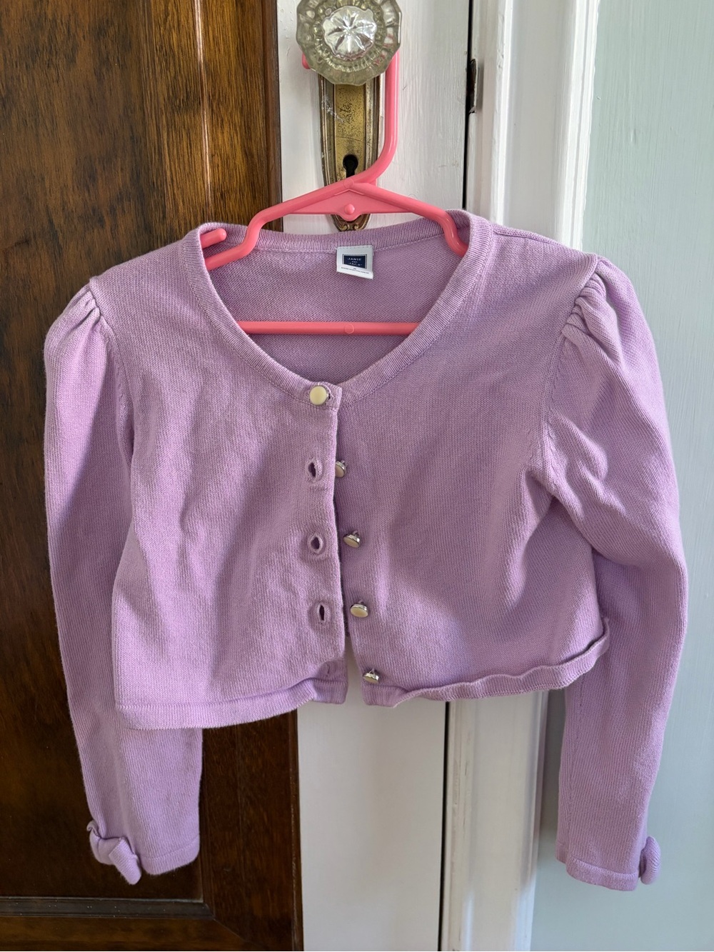 Janie and Jack Lavender Knit Cardigan with Gold Buttons